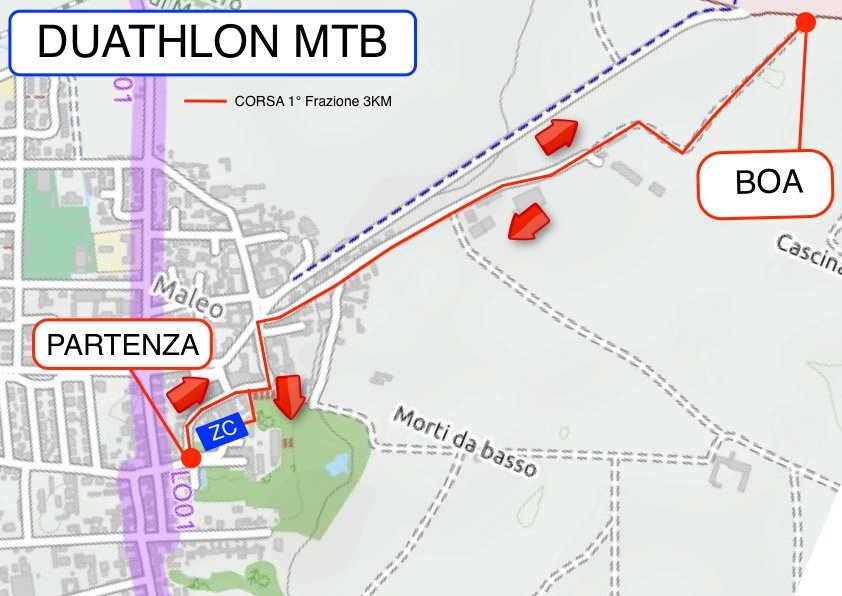 Il tracciato della prima frazione (run 3 km)