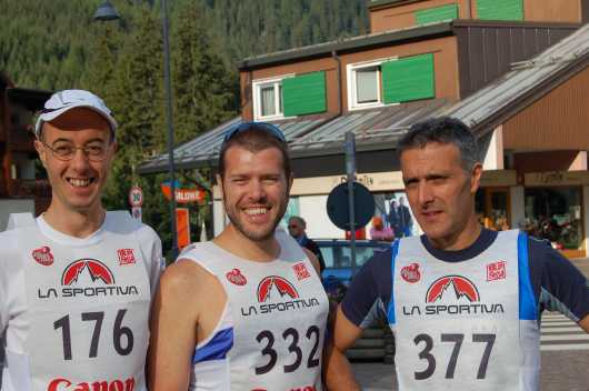 Francesco, Franz e Franco poco prima della partenza della Dolomites Skyrace 