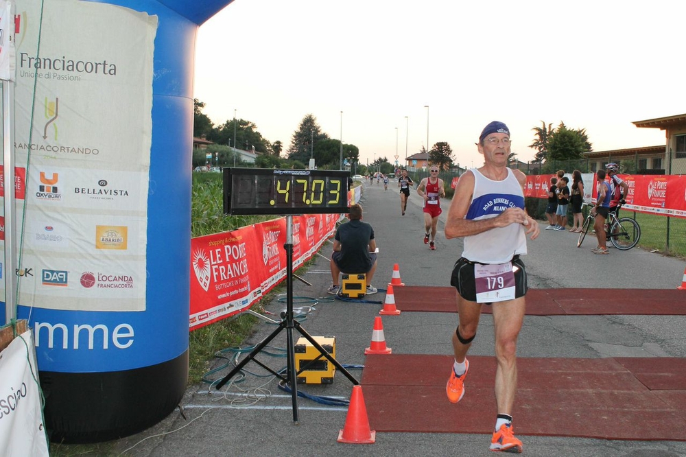 Fabio Corradini all'arrivo di Adro (1^ tappa Maratona della Franciacorta).