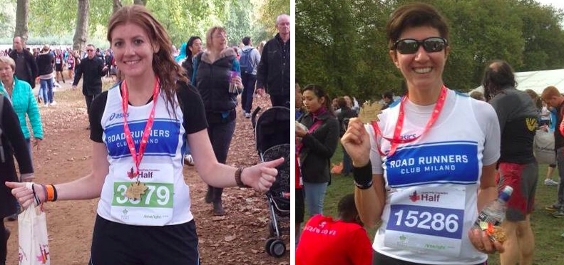 Le nostre belle Lady Antonella Corradini e Monica Cavalli alla mezza maratona di Londra con la meritata medaglia al collo!													