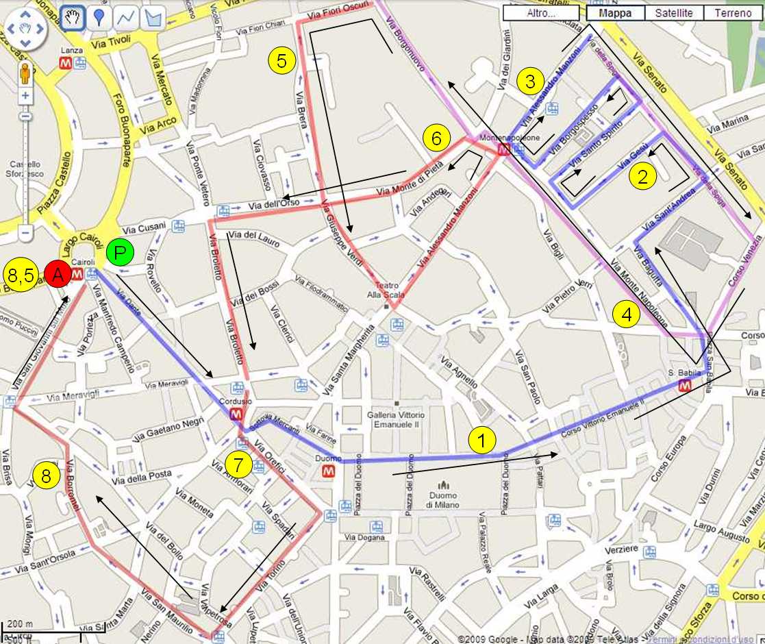 Il percorso in centro